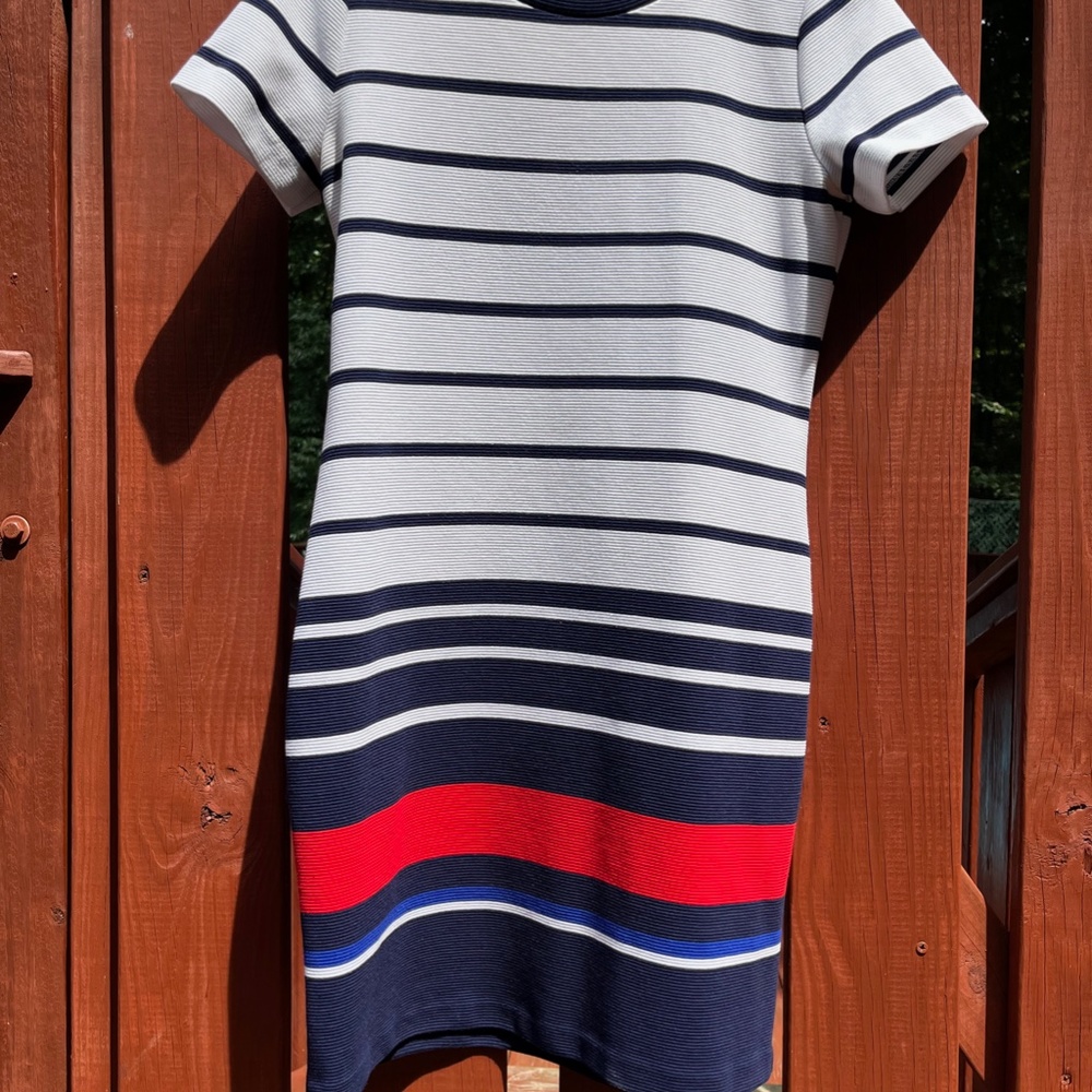 Michael by Michael Kors Patriotic Striped T-Shirt Dress, Medium